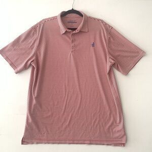 Johnnie-O‎ Prep-Formance Polo Shirt Men's X-Large Red White Striped Short Sleeve